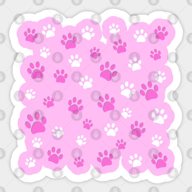 Pink paw prints pattern Sticker by GULSENGUNEL